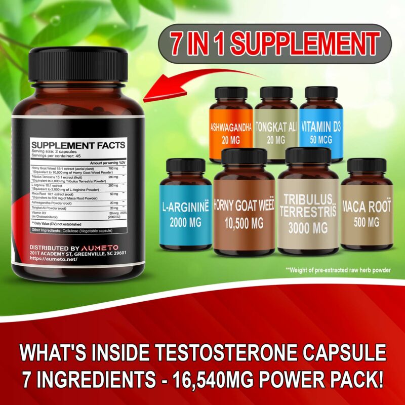 Ultra Test Support 16540mg w Tribulus Terrestris L-Arginine Maca Root Tongkat Ali Vitamin D3 - Energy Workout Muscle Strength Support - Image 3
