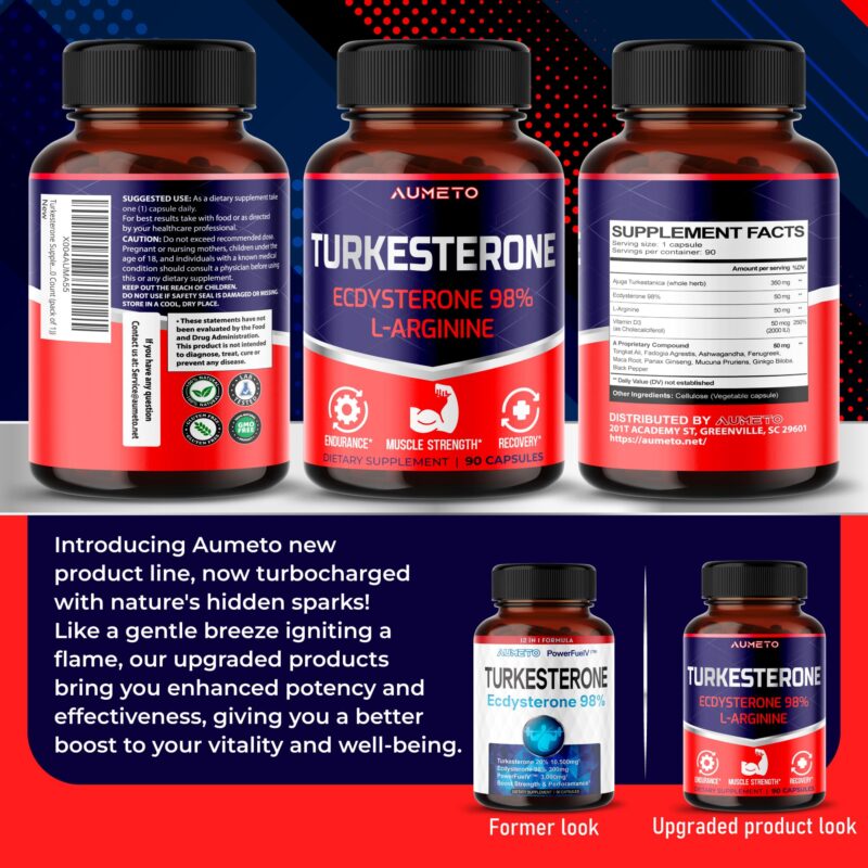Turkesterone 12950mg w L-Arginine Tongkat Ali Ginseng Maca Root VIT D3- Energy Workout Memory Support - Image 6